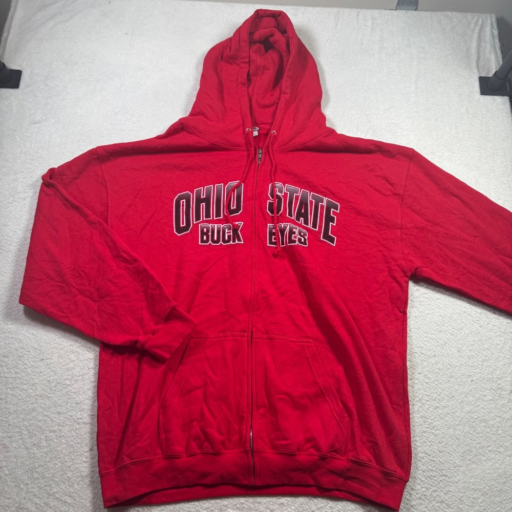 Alstyle Ohio State Buckeyes Hoodie Mens 2XL Red Good Zip Up Graphic Sweat
